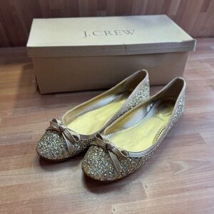 J.Crew gold glitter 'Twinkle' ballet flats. Size 8.5